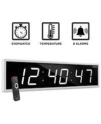 Ivation Large Digital Clock, 72" Led Wall Clock with Alarms, Timer & More