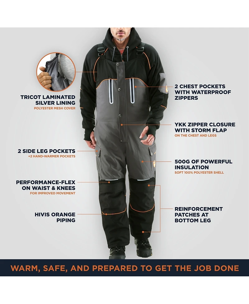RefrigiWear Men's Men s PolarForce Insulated Bib Overalls - Maximum Warmth & Durability for Extreme Cold Weather