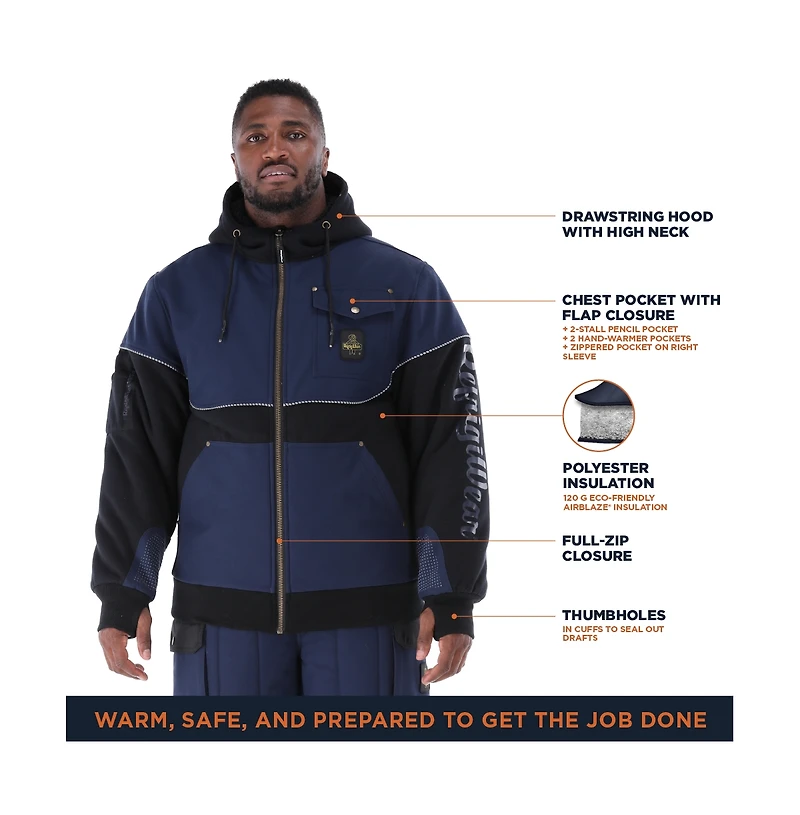 RefrigiWear Big & Tall 54 Gold Hybrid Sweatshirt - Insulated Work Hoodie for Cold Weather