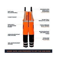 RefrigiWear Men's Hi Vis Insulated Softshell High-Bib Overalls, -20°F (-29°C)