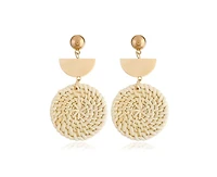 Rattan Earrings Organic Wooden Straw Weave