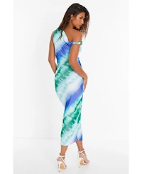 Quiz Women's Ombre Mesh Asymmetric Neck Maxi Dress
