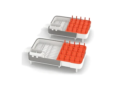 Slickblue Expandable Dish Drying Rack Adjustable Dual-Part Dish Drainer with Detachable Utensil Holder