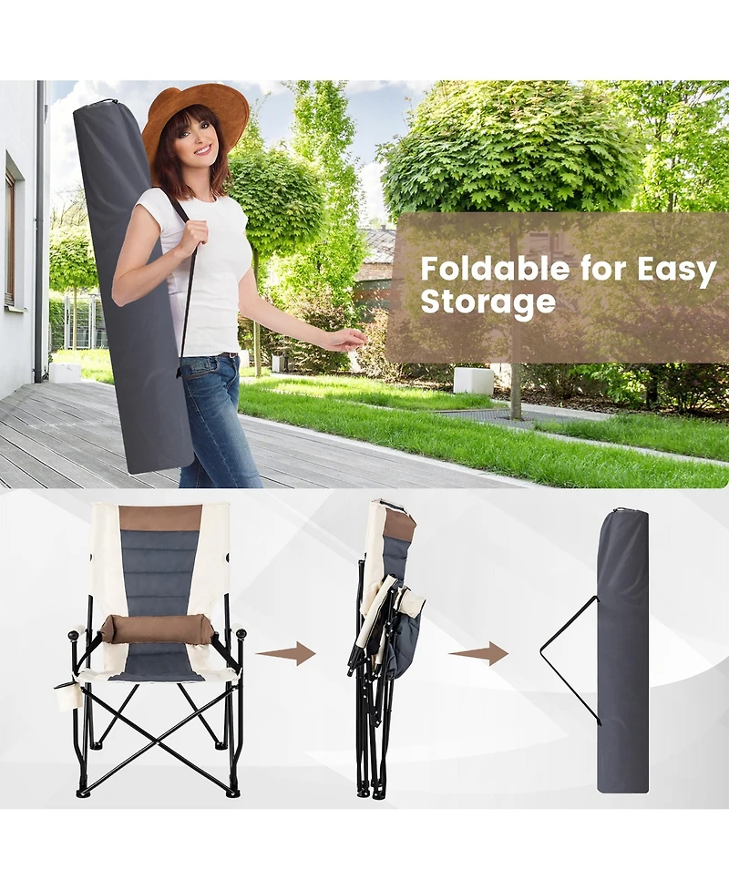 Gymax Camping Folding Chair w/ Cup Holder 330 Lbs Load Capacity for Picnic Camping