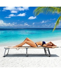 Slickblue Folding Chaise Lounge Chair with Face Hole for Beach