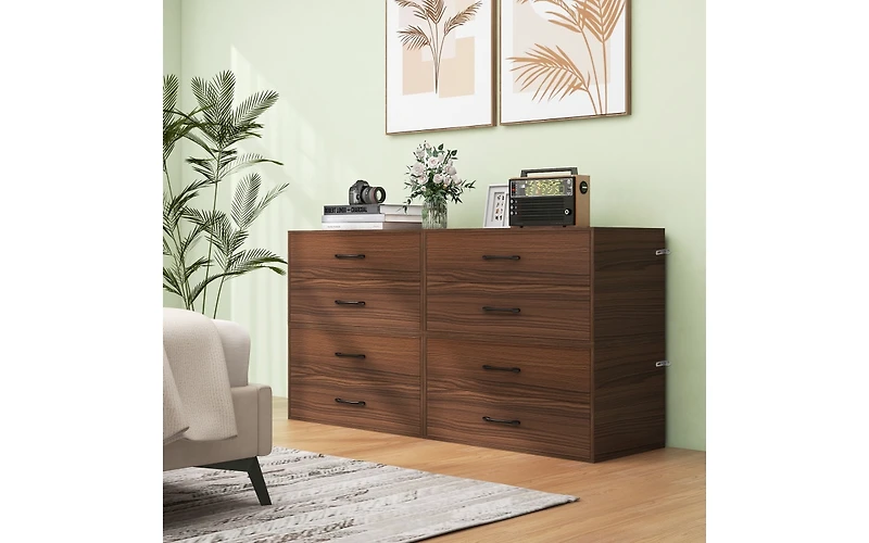 Stackable 2-Drawer Storage Cabinet with Handles for Entryway or Office Use