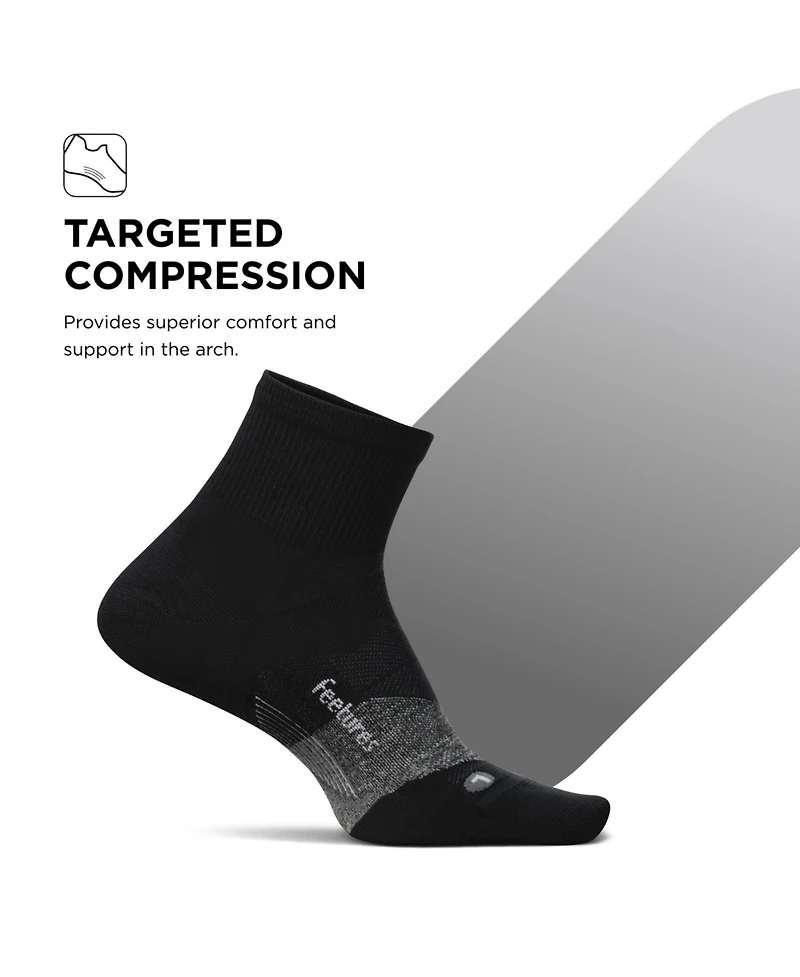 Feetures Men's Elite Light Cushion Quarter Solid - Sport Sock with Targeted Compression