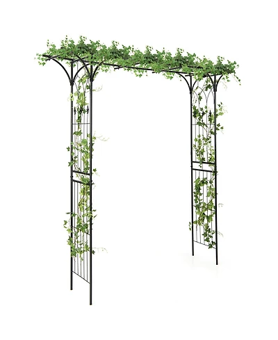 Slickblue 81 Inch Garden Arbor Metal Archway for Climbing Plants-Black