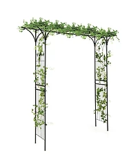 Slickblue 81 Inch Garden Arbor Metal Archway for Climbing Plants-Black