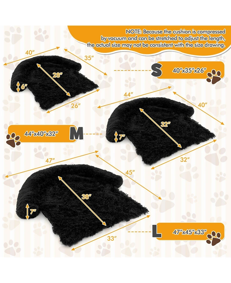 Plush Dog Couch Bed with Anti-Slip Base for Calming Comfort and Support