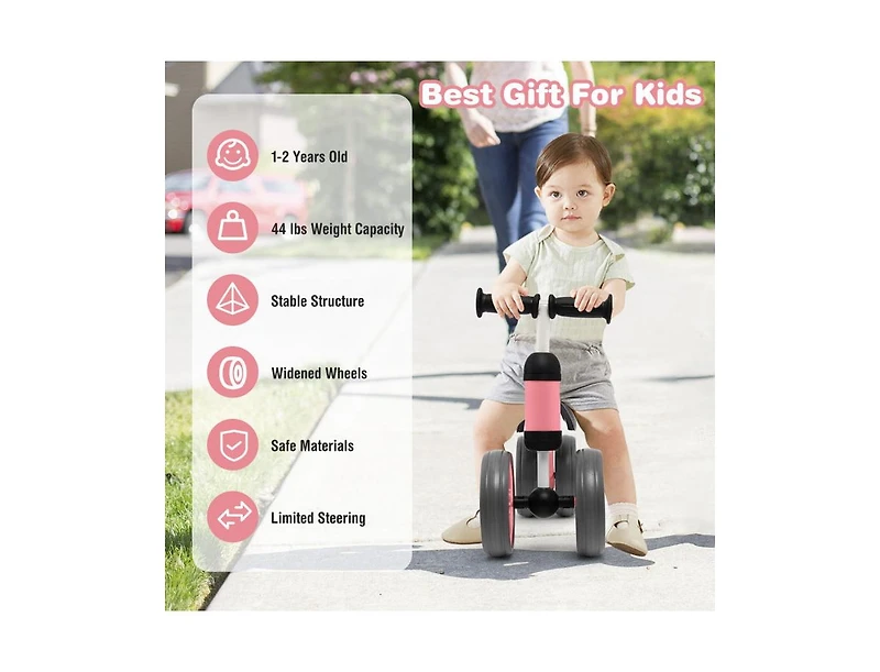 Slickblue 4 Wheels Baby Balance Bike Toy-Pink