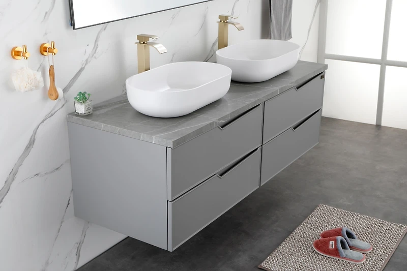 Streamdale Modern Oval White Vessel Bathroom Sink 24x14x5.5"