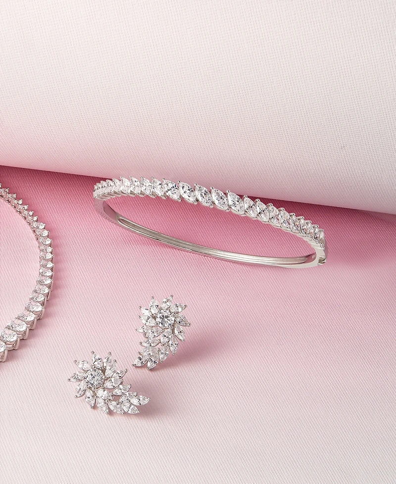Arabella Cubic Zirconia Bangle Bracelet in Sterling Silver