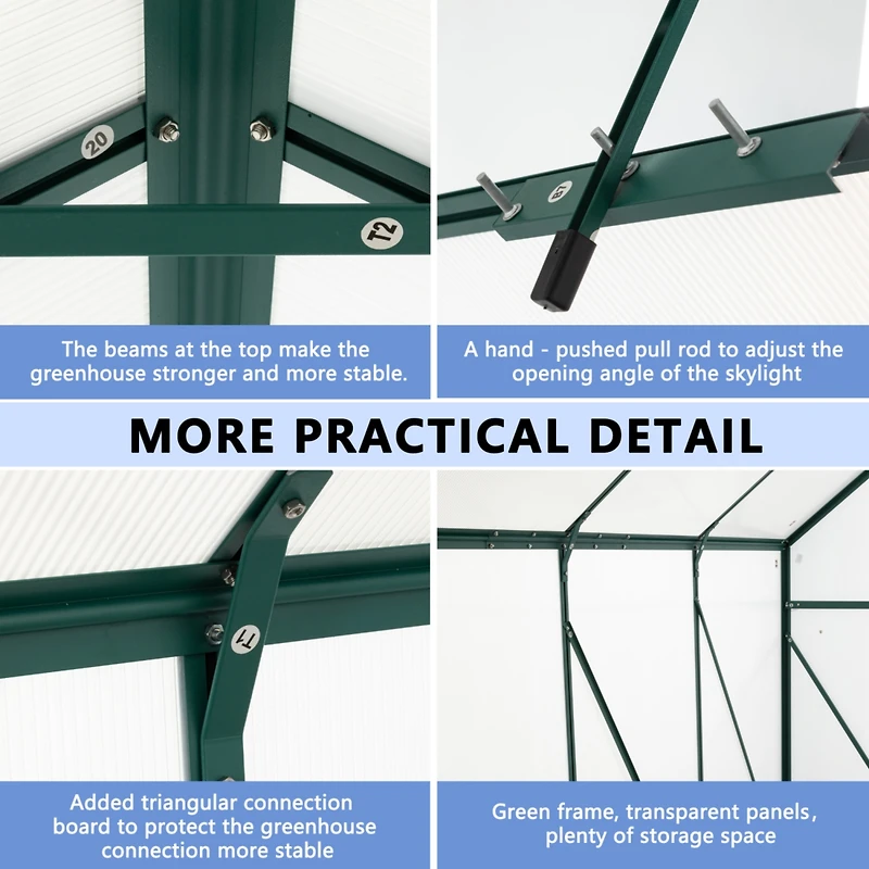 Streamdale Polycarbonate Greenhouse with Raised Base and Anchor