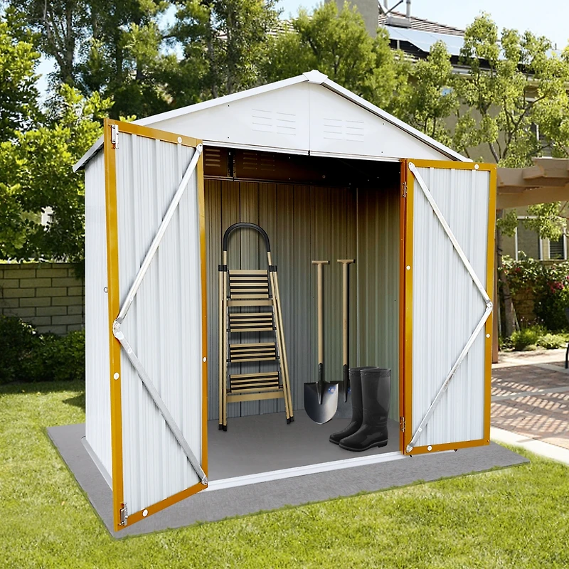 Streamdale Outdoor Storage Sheds 4FTx6FT Apex Roof White+Yellow