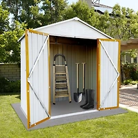 Streamdale Outdoor Storage Sheds 4FTx6FT Apex Roof White+Yellow