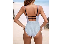 Cupshe Women's Striped Square Neck One-piece Swimsuit