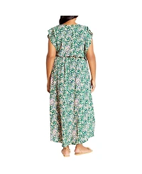 City Chic Plus Ditsy Wrap Dress