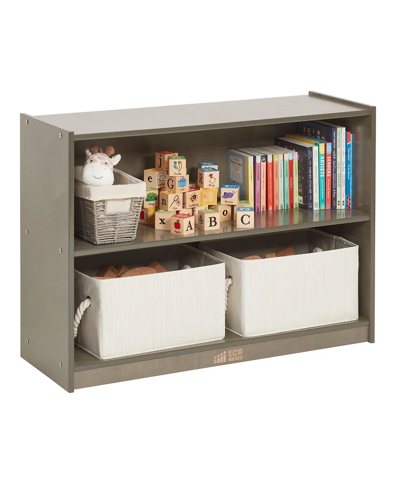 ECR4Kids 2-Shelf Mobile Storage Cabinet, White Wash