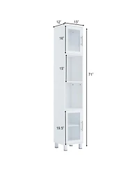 71" Bathroom Tall Tower Storage Cabinet Organizer Display Shelves Bedroom