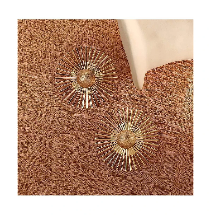 Sohi Women's Gold Sun Drop Earrings