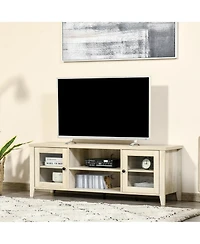 Homcom 60" Contemporary Television Stand, Entertainment Center w/ Shelves Oak