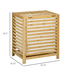 Homcom Bamboo Hamper Laundry Basket with Lid Portable Removable Bag Natural