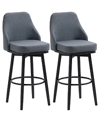 Homcom Modern Bar Stools, Set of 2 Swivel Kitchen Bar Chairs, Dark