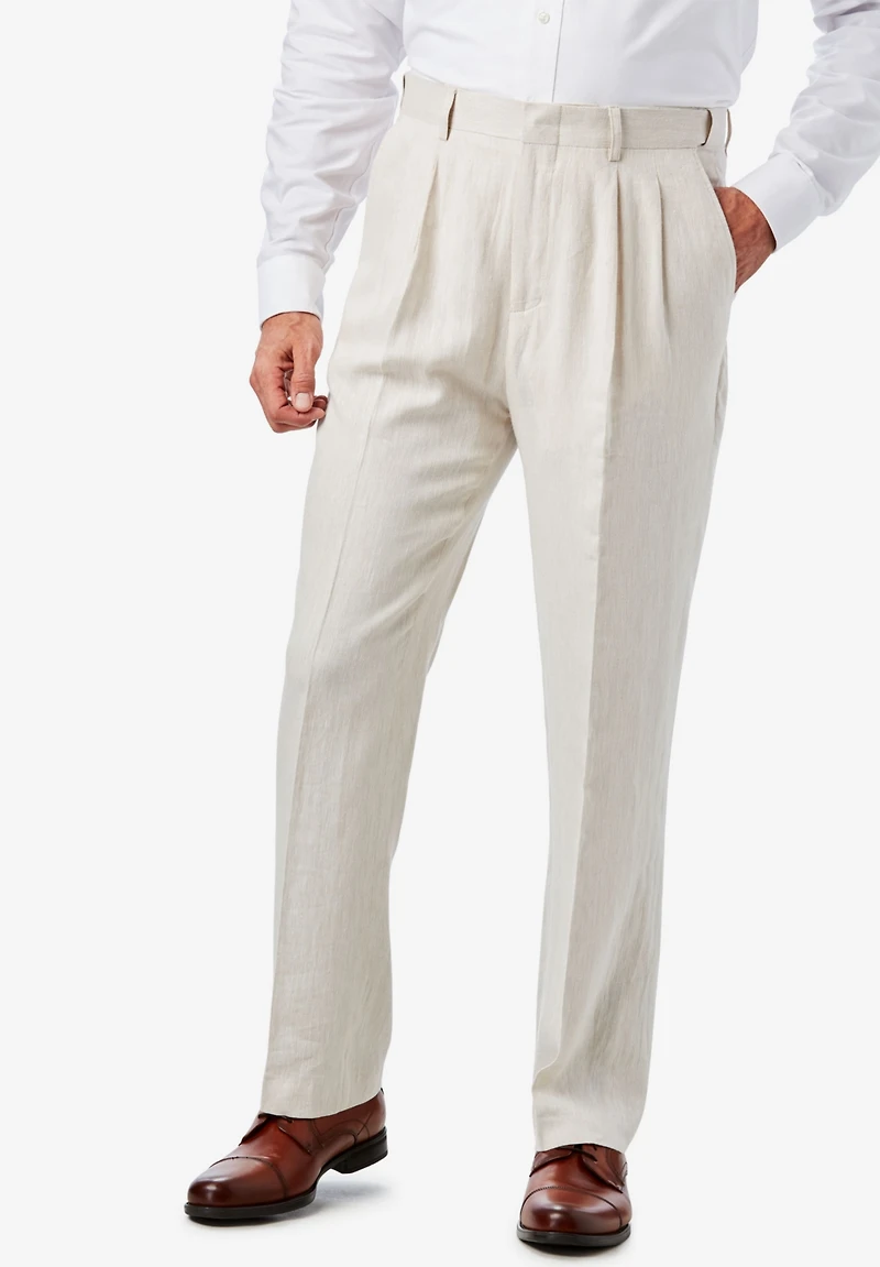KingSize Big & Tall Linen Blend Plain Front Dress Pants