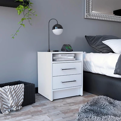 Streamdale Eter Nightstand, Superior Top, Two Drawers - Light Gray