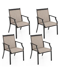 4 Pieces Patio Dining Chairs Large Outdoor Chairs Breathable Seat & Metal Frame