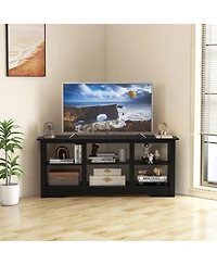 58" Tv Stand with 6 Open Storage Shelves Shelf for 18 inch Fireplace(not included)