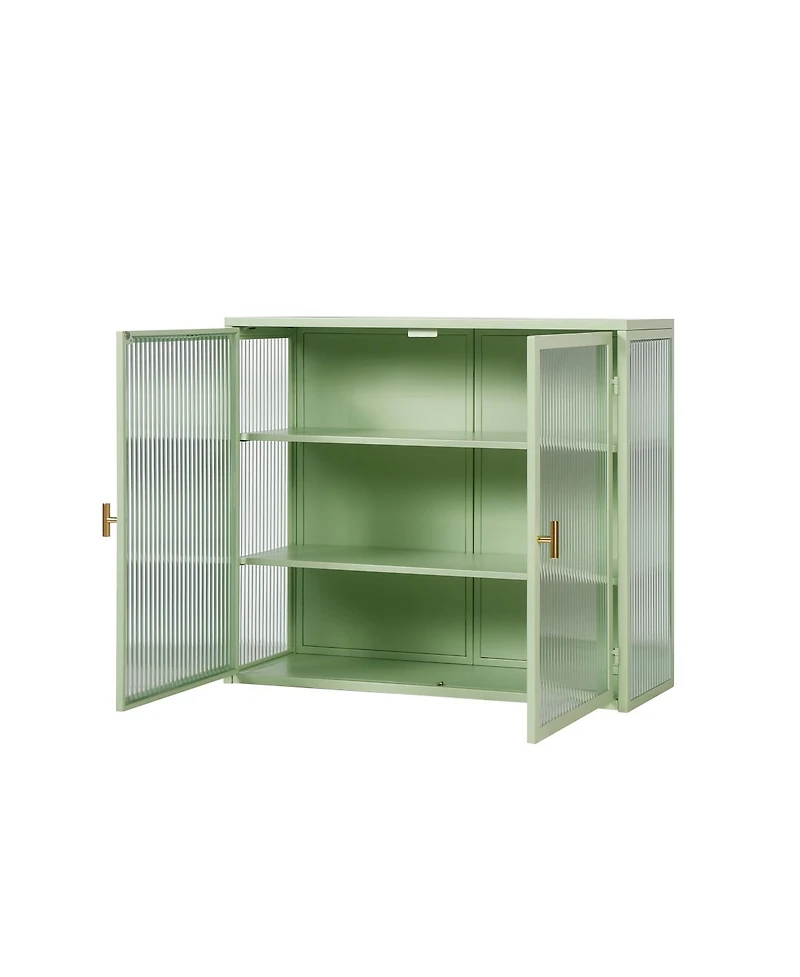 Streamdale Furniture Modern Mint Green Two-Door Wall Cabinet with Three-Tier Storage