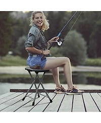 1 Pcs 18"H Folding Stool Portable & Foldable Camping Chair with Built-in Handle