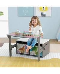 3 1 Kids Convertible Activity Bench Children Table & Chair Set with 2 Bins