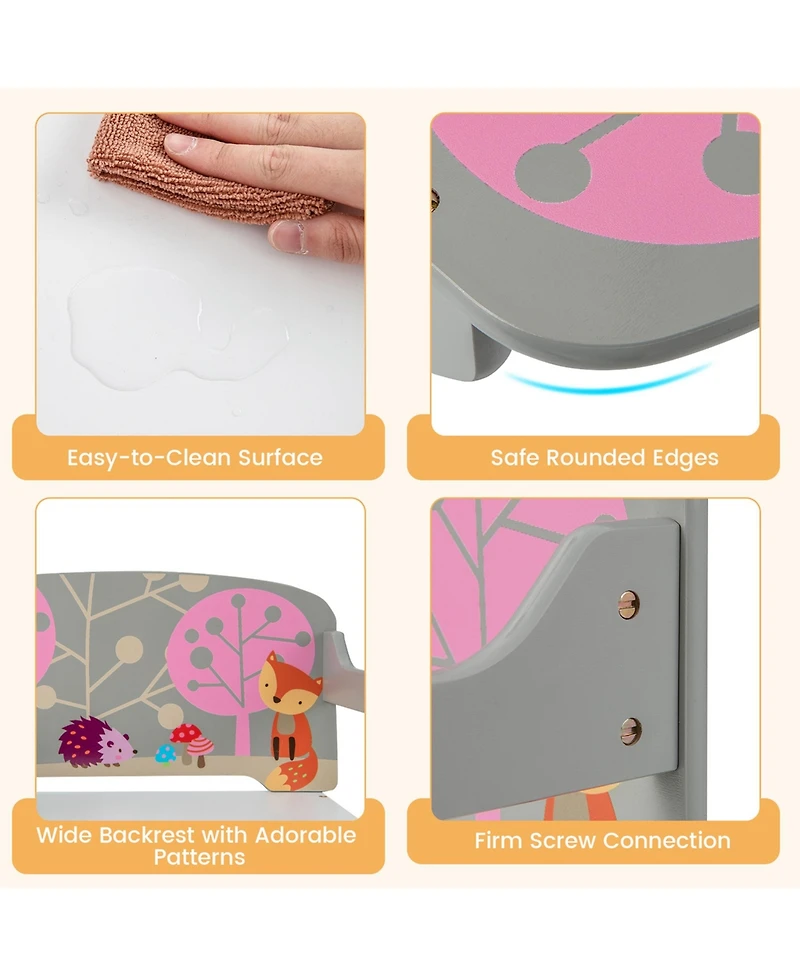 3 1 Kids Convertible Activity Bench Children Table & Chair Set with 2 Bins