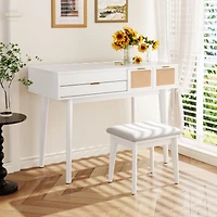Streamdale 43" Wood Makeup Vanity Set with Mirror, Stool & Storage