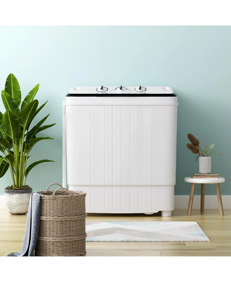 Portable Washing Machine 17.6 lbs Twin Tub Laundry Washer with Drain Pump