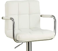 Streamdale Set of 2 White Faux Leather Barstool Chairs