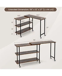 360° Rotatable Sofa Side Table L-shaped Laptop Desk Snack Table withShelf Patented