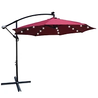 Streamdale 10ft Led Solar Patio Umbrella with Crank and Cross Base