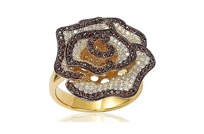 Suzy Levian Sterling Silver Cubic Zirconia Pave Flower Ring