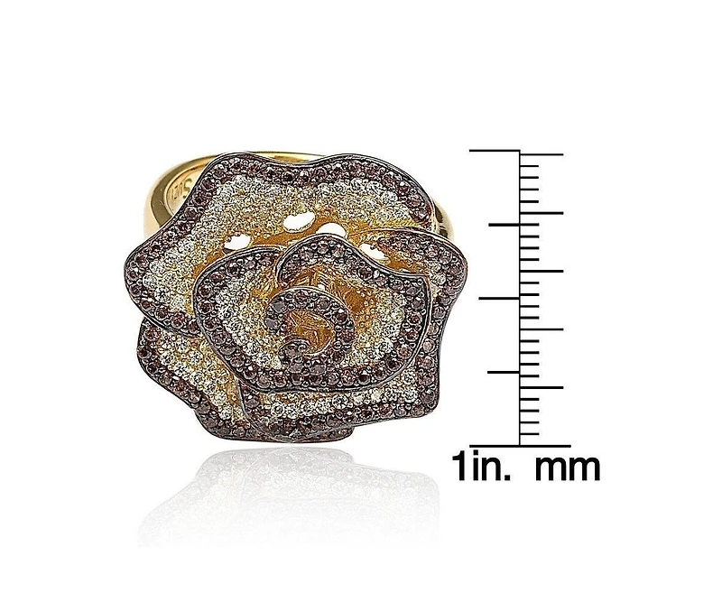 Suzy Levian Sterling Silver Cubic Zirconia Pave Flower Ring