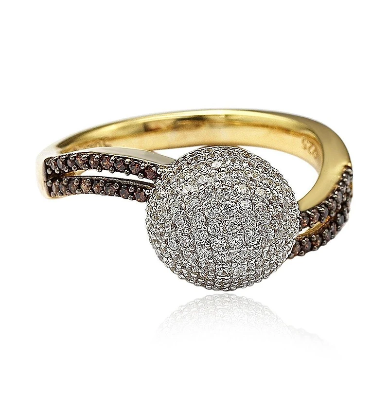 Suzy Levian New York Sterling Silver Cubic Zirconia Pave Ball Ring
