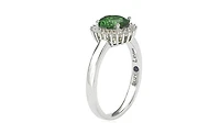 Suzy Levian Sterling Silver Cubic Zirconia Green Oval Halo Ring