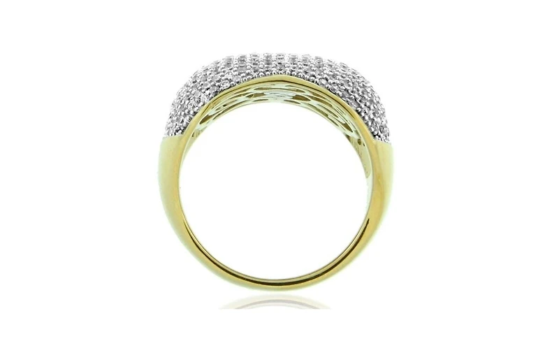 Suzy Levian Sterling Silver Cubic Zirconia Modern Pave Wide Band Ring