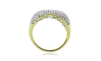 Suzy Levian Sterling Silver Cubic Zirconia Modern Pave Wide Band Ring