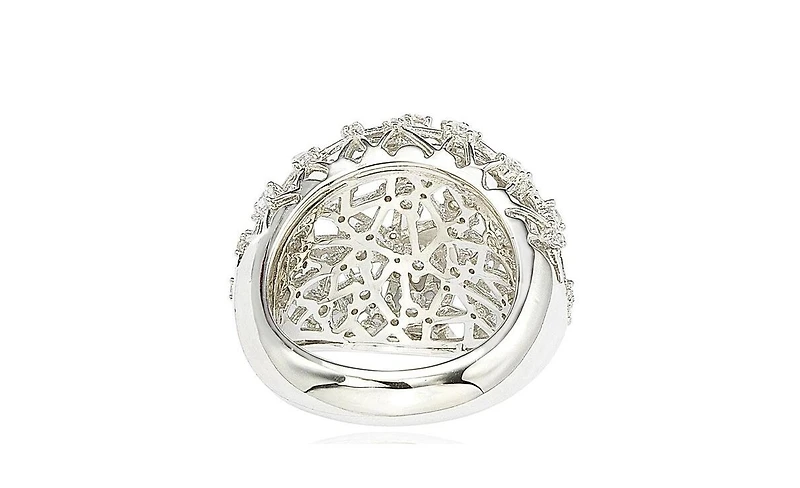Suzy Levian Sterling Silver Cubic Zirconia Double Layer Open Web Ring