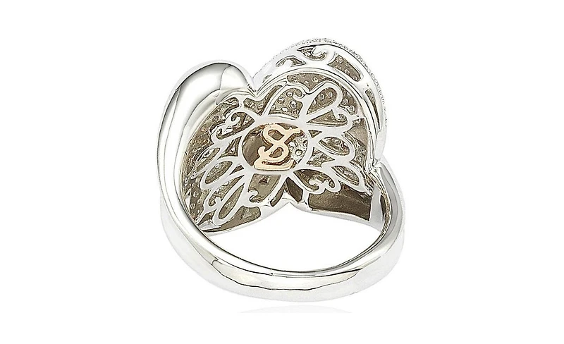 Suzy Levian Sterling Silver Cubic Zirconia Pave Puff "X" Ring