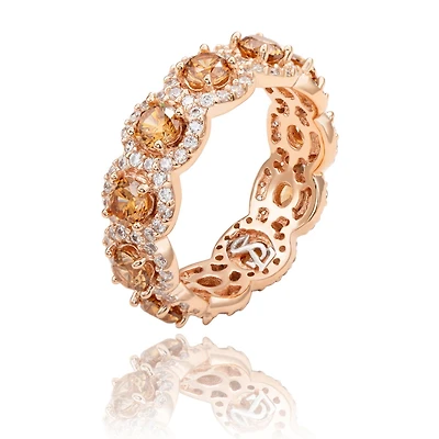 Suzy Levian Sterling Silver Cubic Zirconia Round Halo Eternity Band